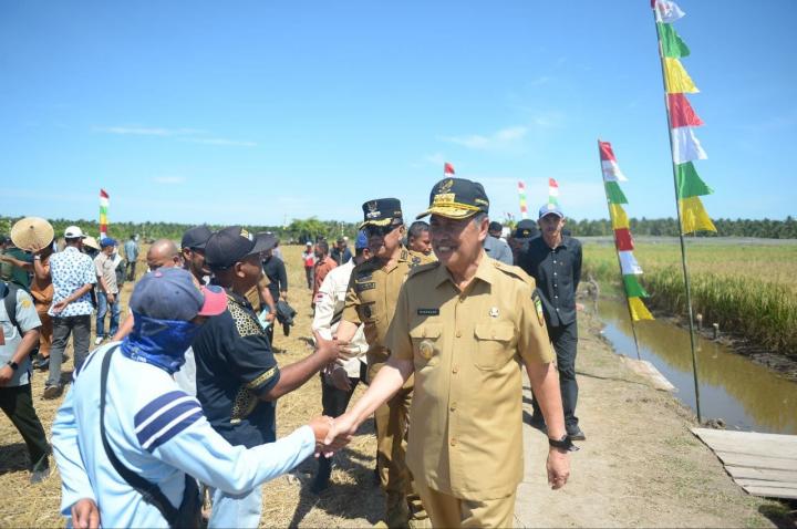 Gubernur Syamsuar Panen Raya di Kepulauan Meranti, Plt Bupati Asmar Ucapkan Terima Kasih
